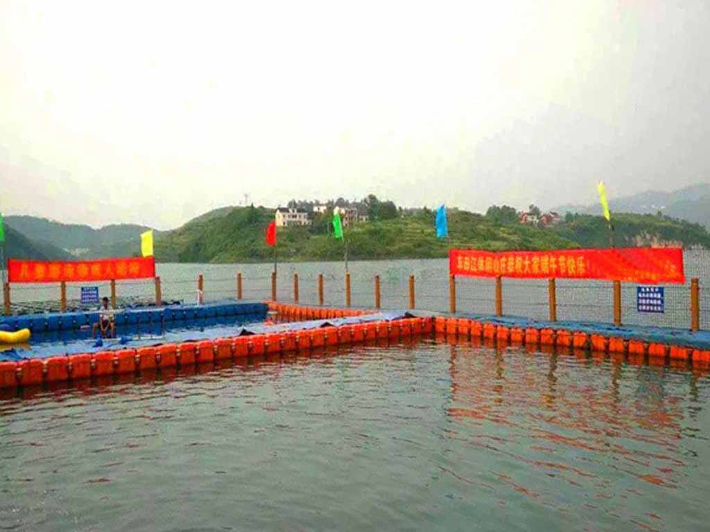 eco-reserve-floating-swim-deck Non-invasive swim platform in marine reserve with coral-friendly anchors and bird nesting zones