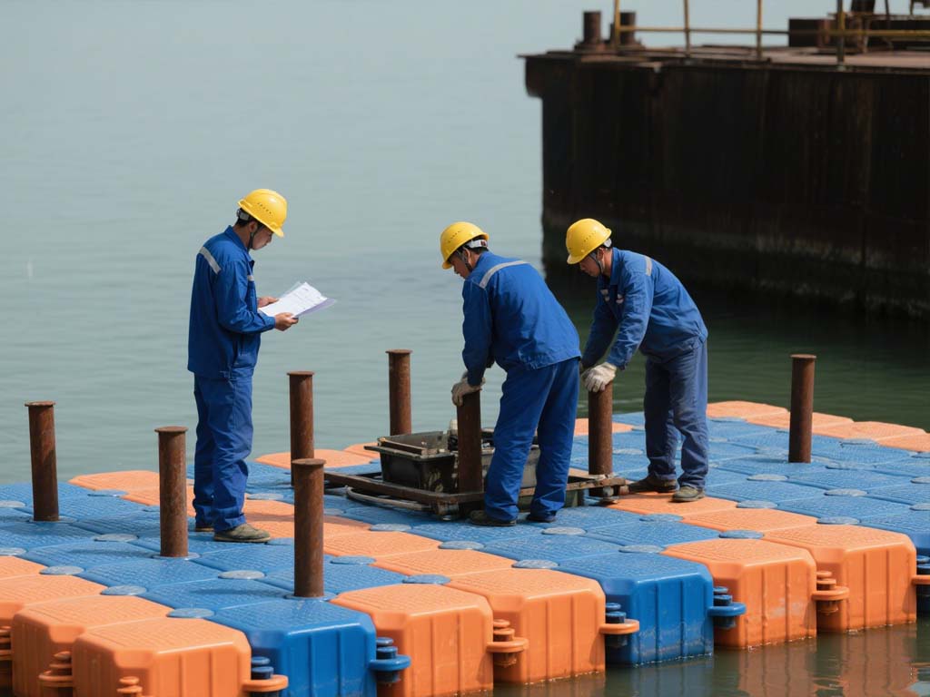 hddpe-work-platform-arctic-desert HDPE floating work platform operating at -30°C Arctic temperatures and 50°C desert heat with zero material degradation
