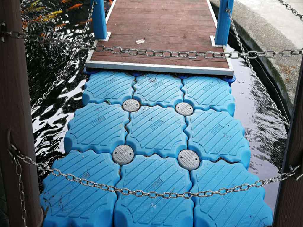 High-density polyethylene (HDPE) floating dock after 10 years