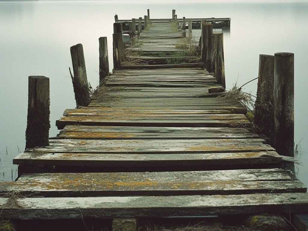 Pressure-treated wood dock after 10 years