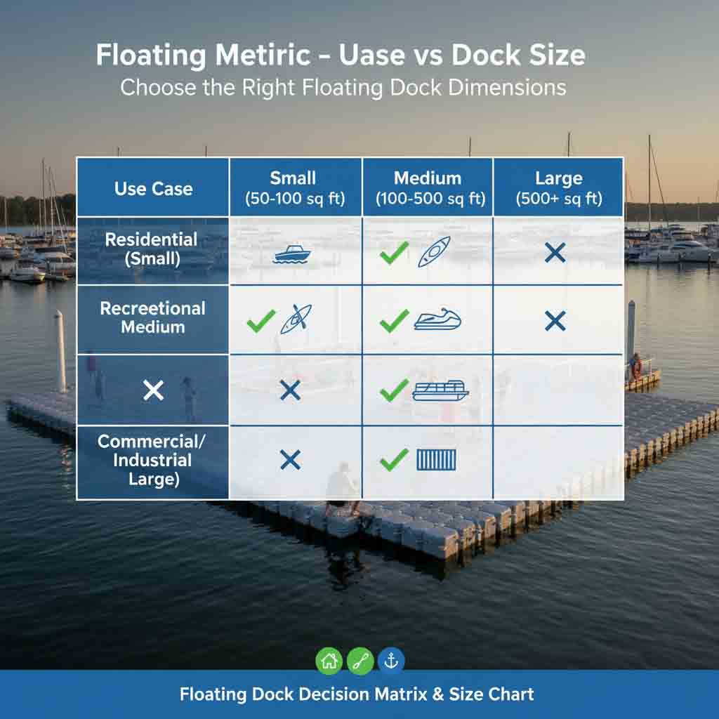 Floating dock decision matrix for different use cases