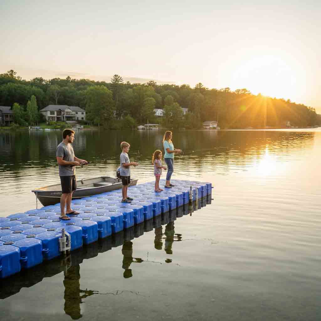Floating dock for lakes showing the best dock for calm water