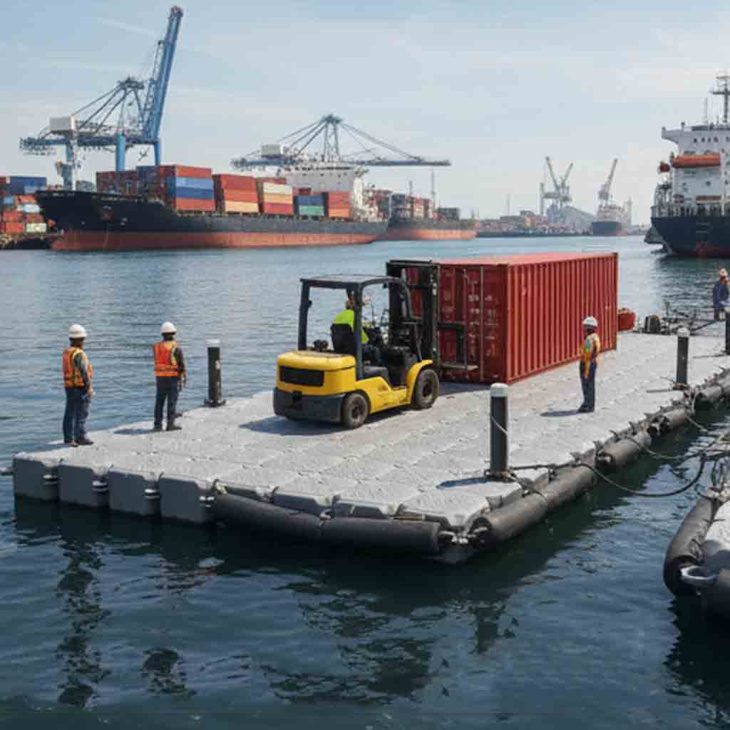 Industrial cargo dock designed for heavy duty loading and unloading operations