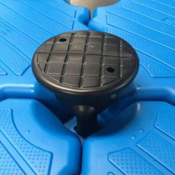 Patented 360° rotational dock connectors absorbing 15° wave deflection in heavy marine conditions