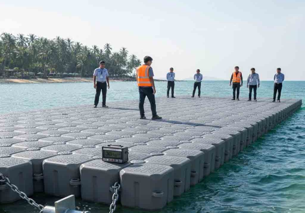 Anti-slip HDPE floating dock load rating test