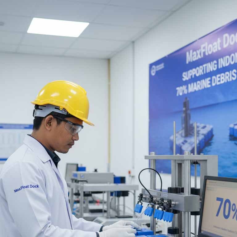 Eco-friendly HDPE floating dock addressing marine plastic pollution in Bali Indonesia