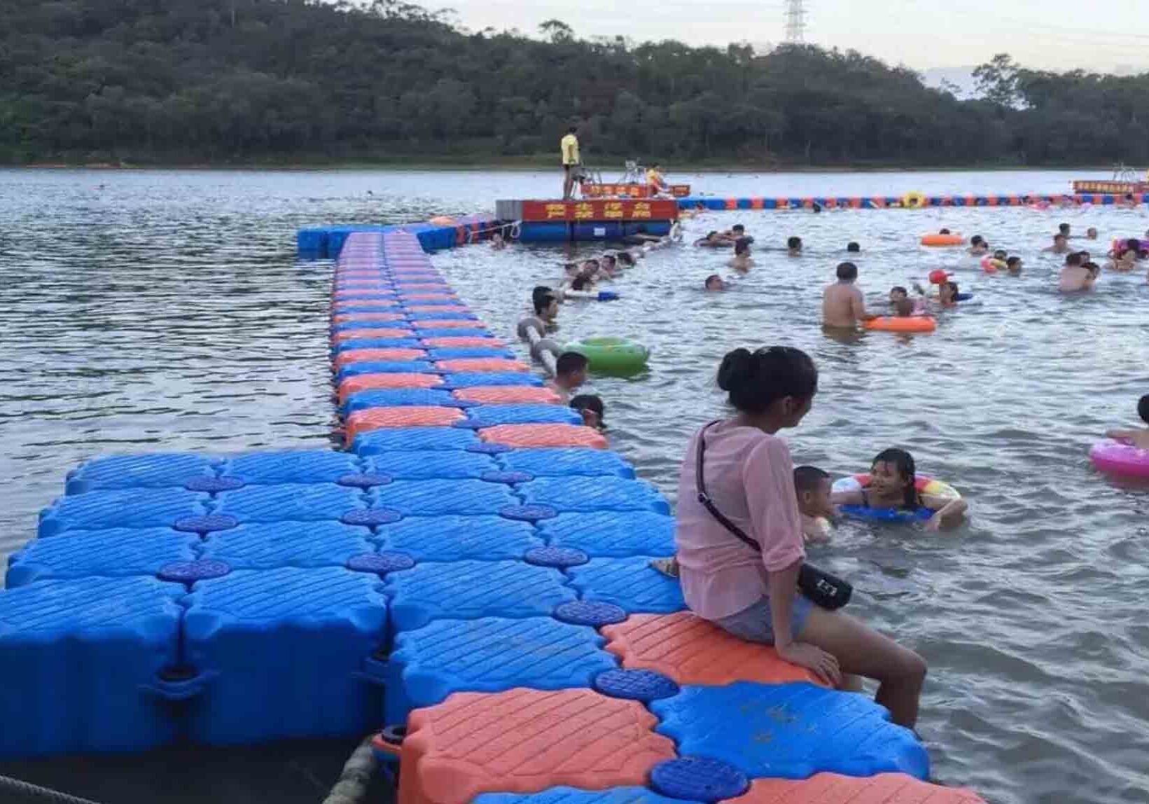 Safety-certified residential dock with non-slip surface and 42-inch child/pet guardrails