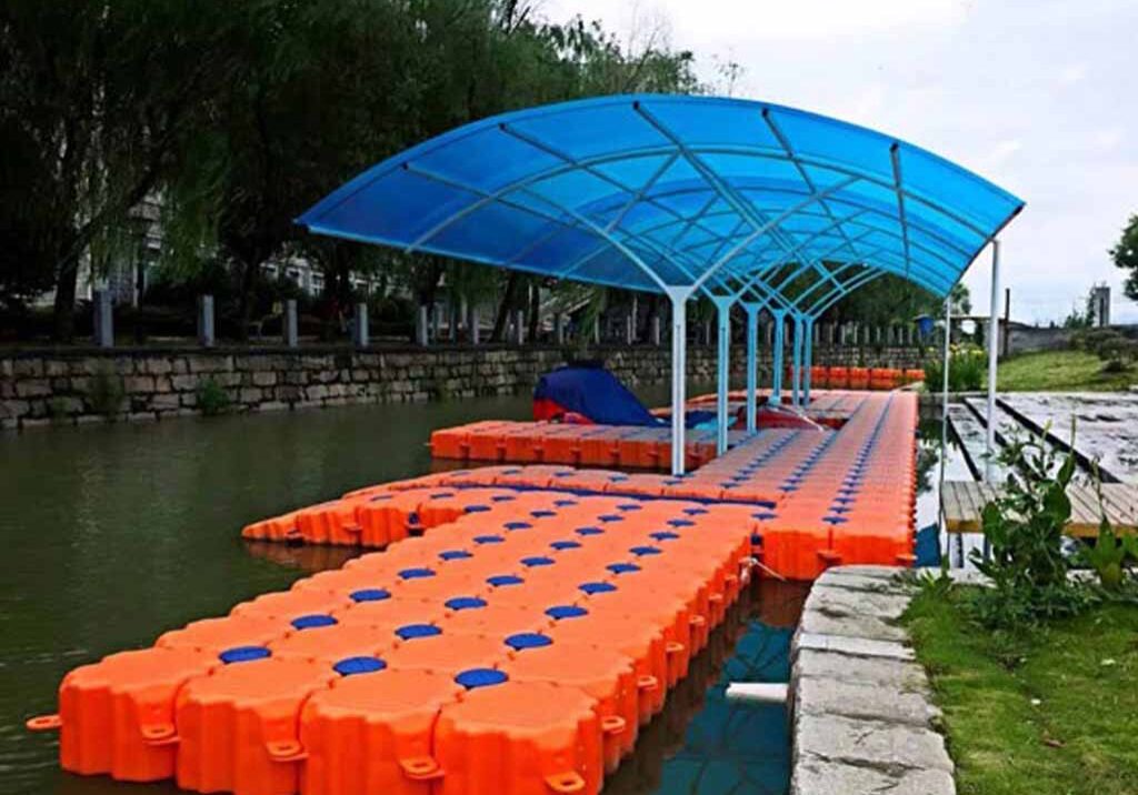 custom floating dock for lake house