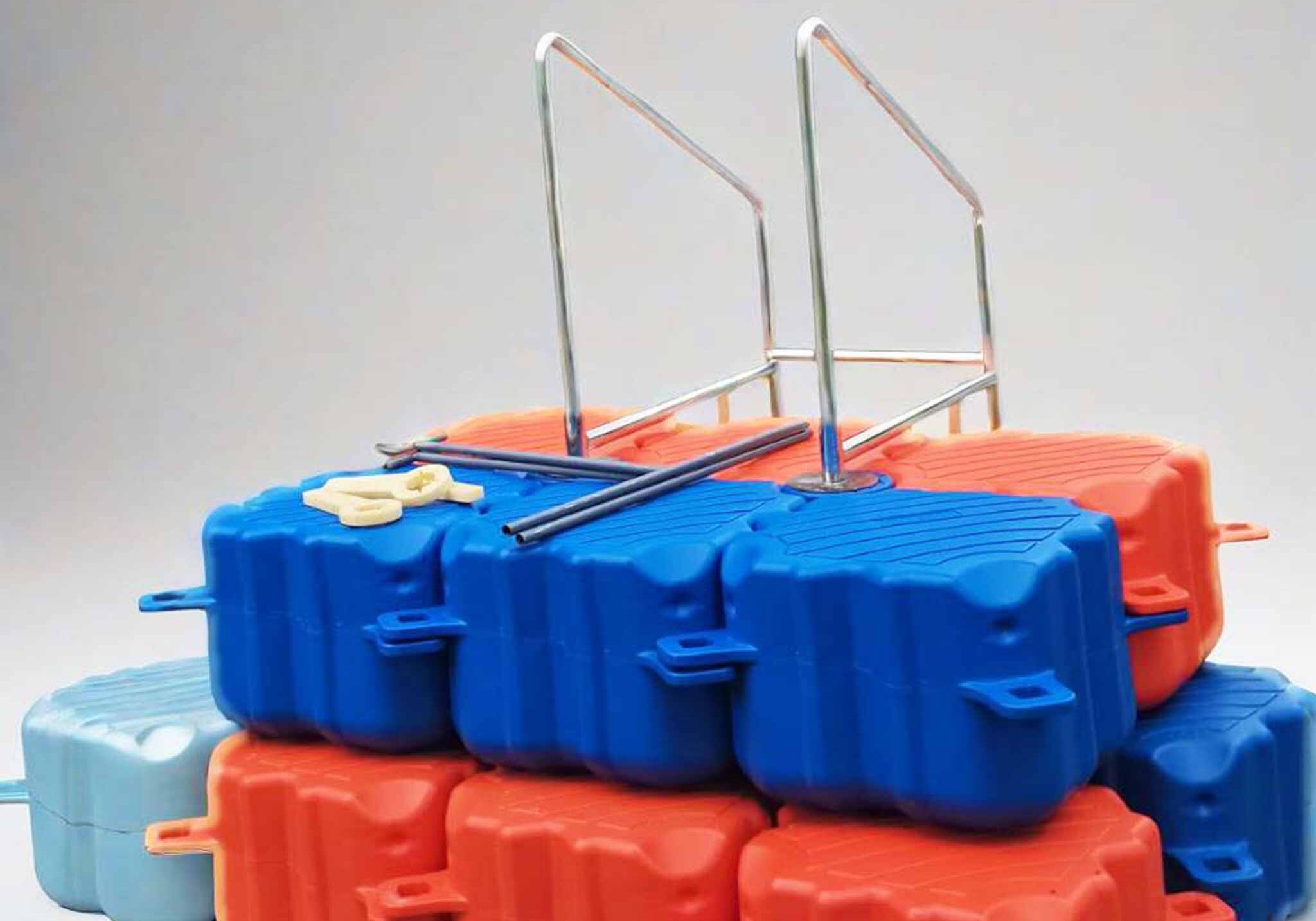 Custom-built steel swim ladder for docks and boats