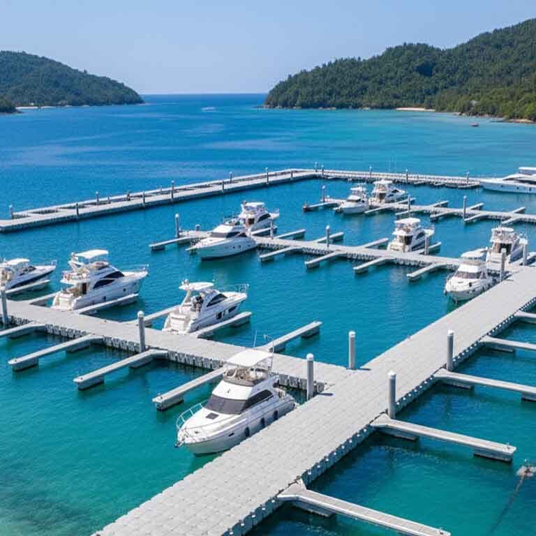 Durable HDPE floating dock system installed in Phuket, ideal for tropical marine environments and waterfront access