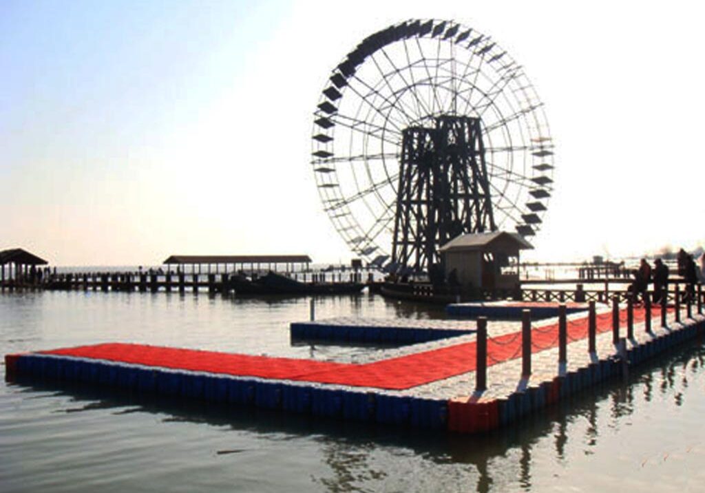 Floating Event Stage with Safety Barriers