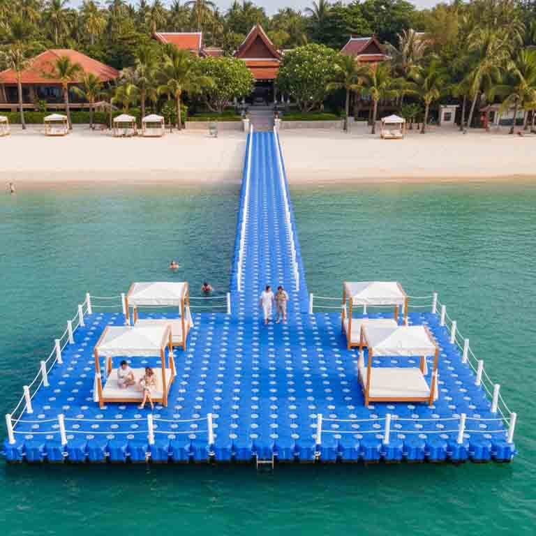 Aesthetic resort floating walkway in Thailand enhancing waterfront appeal