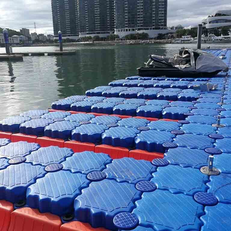 tropical-resort-jetski-rental-dock High-capacity jet ski floating dock for 50+ rental fleet